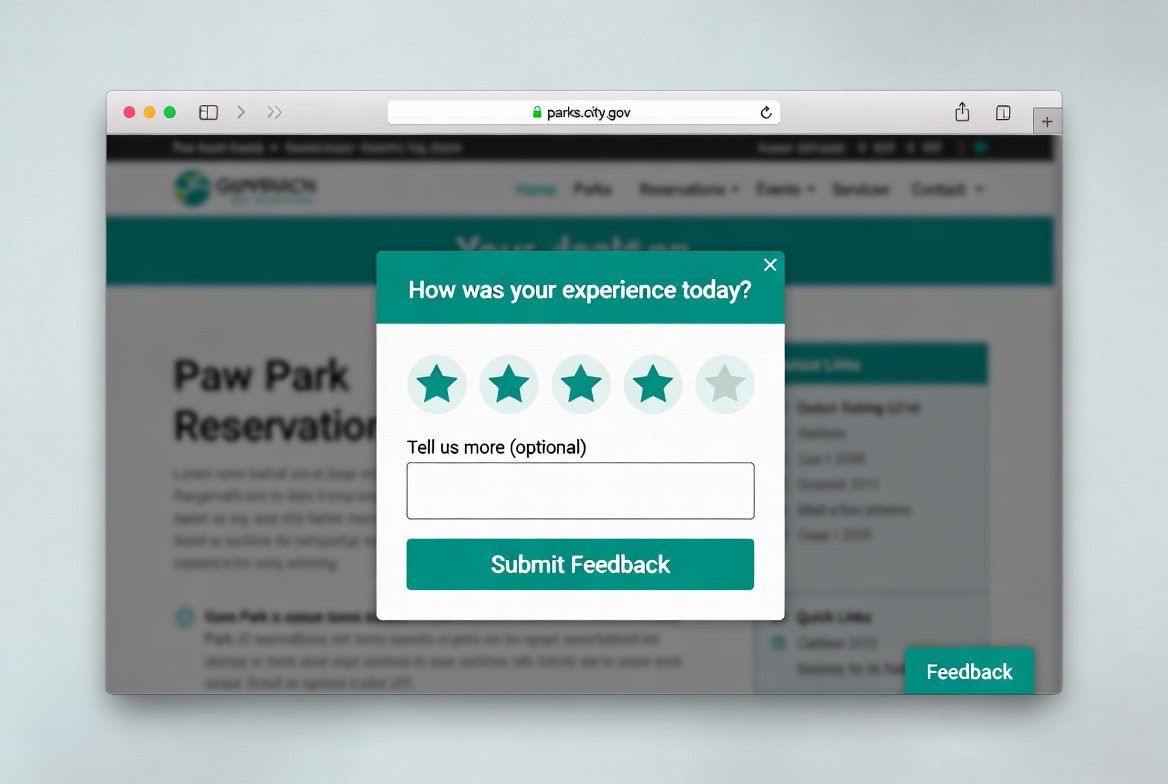 A Touchpoints feedback modal open on a government website